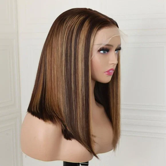 [10 INCH] Honey Blonde Ombre Bob Wig 13x4 Lace Front - Picture 3 of 6